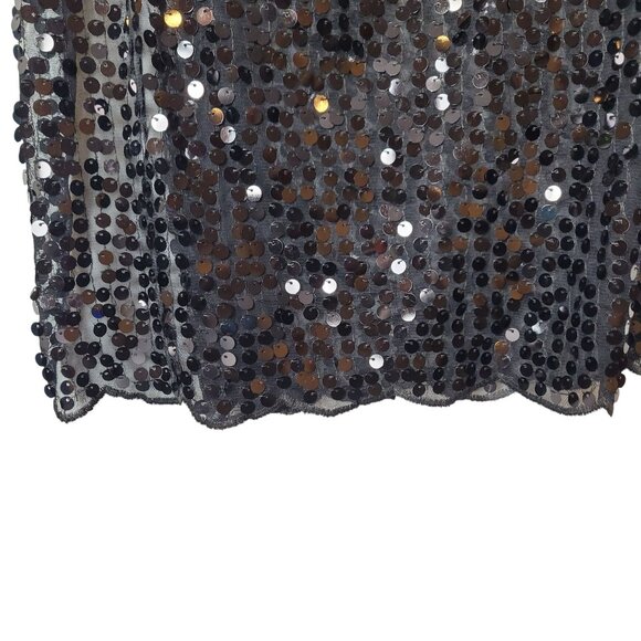 Black Sequin Scarf With Sheer Fabric Lightweight Elegant Design 21" Wide x 35.5" - Picture 13 of 16
